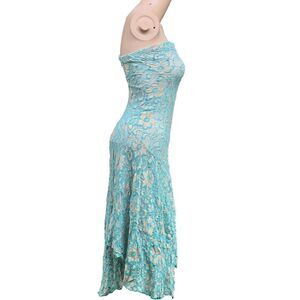 Heart Moon Star | Beautiful Strapless Teal Fairy Dress Fae | S | Rayon Nylon